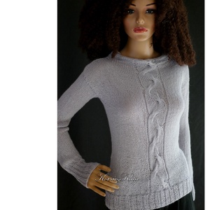 ZSANETT / BabyAlpaca Silk - exkluzív kézzel kötött pulóver / gyöngy-szürke, Ruha & Divat, Női ruha, Pulóver, Kötés, MESKA