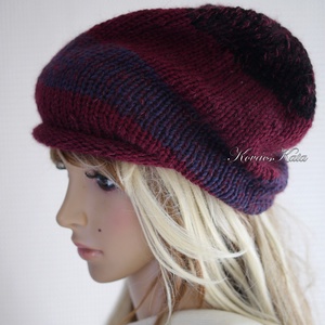 BEANIE LUX / teve - trendi kézzel kötött teveszőr-merinó-kidmohair sapka / tricolor - Meska.hu