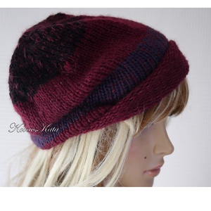 BEANIE LUX / teve - trendi kézzel kötött teveszőr-merinó-kidmohair sapka / tricolor - ruha & divat - sál, sapka, kendő - sapka - Meska.hu