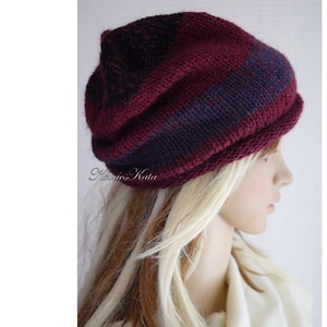 BEANIE LUX / teve - trendi kézzel kötött teveszőr-merinó-kidmohair sapka / tricolor - ruha & divat - sál, sapka, kendő - sapka - Meska.hu
