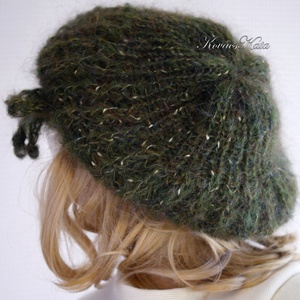 DORA / tango - extravagáns kézzel kötött chunky mohair gomba sapka, barett  - ruha & divat - sál, sapka, kendő - sapka - Meska.hu