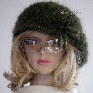 DORA / tango - extravagáns kézzel kötött chunky mohair gomba sapka, barett  - ruha & divat - sál, sapka, kendő - sapka - Meska.hu