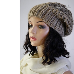 SZILVI-SAPI / rustic - trendi chunky beanie, kézzel kötött gyapjú sapka  - ruha & divat - sál, sapka, kendő - sapka - Meska.hu