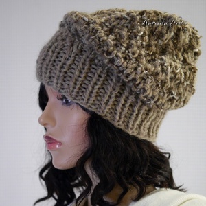 SZILVI-SAPI / rustic - trendi chunky beanie, kézzel kötött gyapjú sapka  - ruha & divat - sál, sapka, kendő - sapka - Meska.hu