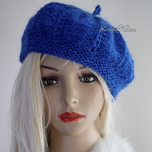 ALETTA / royal - exkluzív kézzel kötött angora-mohair svájci sapka, barett, Ruha & Divat, Sál, Sapka, Kendő, Sapka, Kötés, MESKA
