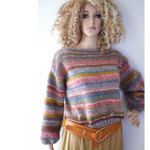 KALEIDOSZKÓP / lux - exkluzív kézzel kötött angora kidmohair pulóver, Ruha & Divat, Női ruha, Pulóver, Kötés, MESKA