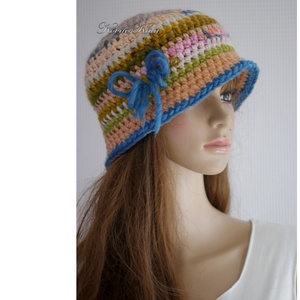 ADELE FLAPPER - horgolt angora kalap  - ruha & divat - sál, sapka, kendő - kalap - Meska.hu