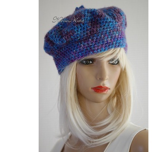 DORCI / karib - kézzel festett gyapjúfonalból horgolt barett, svájci-sapka - ruha & divat - sál, sapka, kendő - sapka - Meska.hu