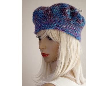 DORCI / karib - kézzel festett gyapjúfonalból horgolt barett, svájci-sapka - ruha & divat - sál, sapka, kendő - sapka - Meska.hu