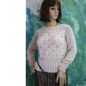 PATSYBabyAlpaca Silk - kézzel kötött exkluzív design pulóver / púder, Ruha & Divat, Női ruha, Pulóver, Kötés, MESKA