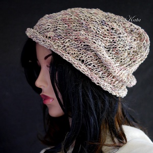 BEANIE / körte - trendi kézzel kötött pamut sapka / necces - Meska.hu