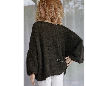 ZSÓKA / kávé - trendi kézzel kötött zsenília  + silk mohair túlméretes kardigán - ruha & divat - női ruha - pulóver - Meska.hu