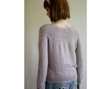 LAZY LINEN / lavender - exkluzív gyapjú-len kézzel kötött  pulóver  - ruha & divat - női ruha - pulóver - Meska.hu