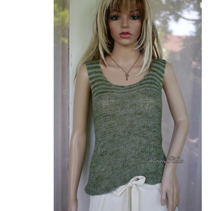 NAMBA-SILK TOP - kézzel kötött selyem-jak-merinó + viszkóz trikó pulóver / moha - ruha & divat - női ruha - pulóver - Meska.hu
