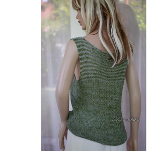 NAMBA-SILK TOP - kézzel kötött selyem-jak-merinó + viszkóz trikó pulóver / moha - ruha & divat - női ruha - pulóver - Meska.hu