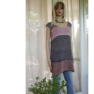 BELLE JUMPER - bohém, kézzel kötött pamut-len-viszkóz design pulóver ruha  - ruha & divat - női ruha - pulóver - Meska.hu