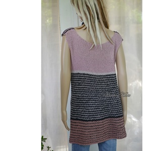 BELLE JUMPER - bohém, kézzel kötött pamut-len-viszkóz design pulóver ruha  - ruha & divat - női ruha - pulóver - Meska.hu