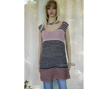 BELLE JUMPER - bohém, kézzel kötött pamut-len-viszkóz design pulóver ruha  - ruha & divat - női ruha - pulóver - Meska.hu