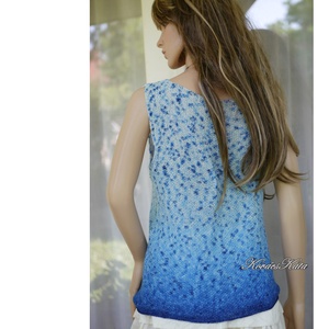  PIUME TOP - egyedileg kézzel festett, - kötött felső, pulóver / pávakék - ruha & divat - női ruha - pulóver - Meska.hu