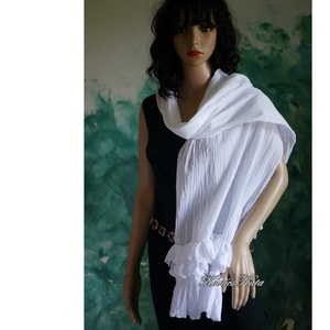 TEJSZÍN STÓLA - finom gyűrt-géz fodros pamutsál  - ruha & divat - sál, sapka, kendő - sál - Meska.hu