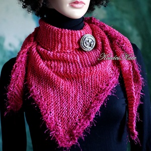  DELUXE SILK VÁLLKENDŐ - exkluzív kézzel kötött-festett selyem-jak- merinó kendő / deep magenta - Meska.hu