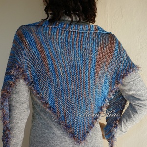  DELUXE SILK VÁLLKENDŐ - exkluzív kézzel kötött-festett selyem-jak- merinó kendő / pávakék - ruha & divat - sál, sapka, kendő - vállkendő - Meska.hu