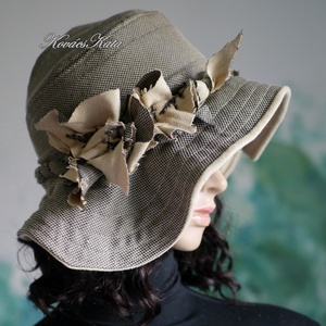 AGATHA - bohém design szövet kalap / keki - ruha & divat - sál, sapka, kendő - kalap - Meska.hu