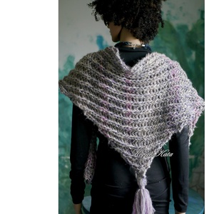 TÜNDE KENDŐ - kézzel kötött puha, vastag  vállkendő / boszorkányhab - ruha & divat - sál, sapka, kendő - vállkendő - Meska.hu