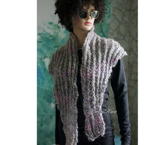 TÜNDE KENDŐ - kézzel kötött puha, vastag  vállkendő / boszorkányhab - ruha & divat - sál, sapka, kendő - vállkendő - Meska.hu