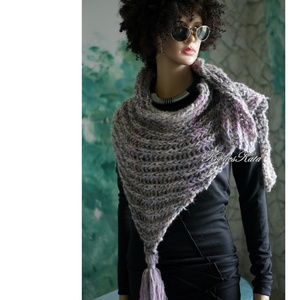 TÜNDE KENDŐ - kézzel kötött puha, vastag  vállkendő / boszorkányhab - ruha & divat - sál, sapka, kendő - vállkendő - Meska.hu