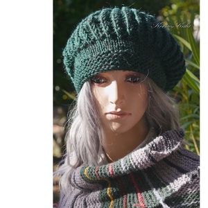 BORBÁLA / glitterzöld - kézzel kötött mohair sapka - ruha & divat - sál, sapka, kendő - sapka - Meska.hu