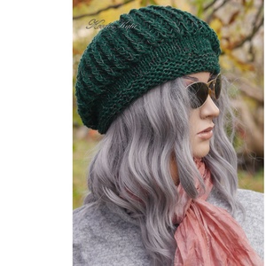 BORBÁLA / zöld-melír - kézzel kötött design sapka - ruha & divat - sál, sapka, kendő - sapka - Meska.hu