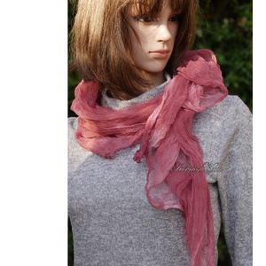 MULL-KENDŐ / darkrose - batikolt géz sál - ruha & divat - sál, sapka, kendő - sál - Meska.hu