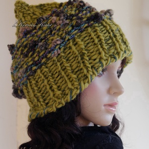 LUCA-SAPI / moha - bohém kézzel kötött gyapjú sapka  - ruha & divat - sál, sapka, kendő - sapka - Meska.hu