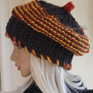 LUCA BARETT / barna-narancs - bohém kézzel kötött gyapjú sapka  - Meska.hu