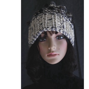 LUCA-SAPI - bohém kézzel kötött gyapjú sapka / natúr - ruha & divat - sál, sapka, kendő - sapka - Meska.hu