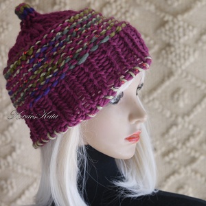 LUCA SAPI / bordó - bohém kézzel kötött gyapjú sapka  - ruha & divat - sál, sapka, kendő - sapka - Meska.hu