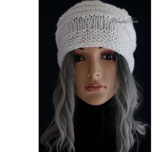 AMY-SAPI / hófehér - trendi kötött design sapka - ruha & divat - sál, sapka, kendő - sapka - Meska.hu