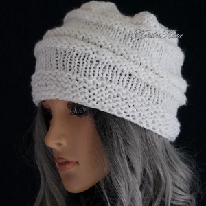 AMY-SAPI / hófehér - trendi kötött design sapka - ruha & divat - sál, sapka, kendő - sapka - Meska.hu