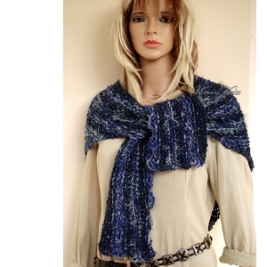 MANDRAGORA / kék tweed  - exkluzív kötött vállkendő - ruha & divat - sál, sapka, kendő - vállkendő - Meska.hu