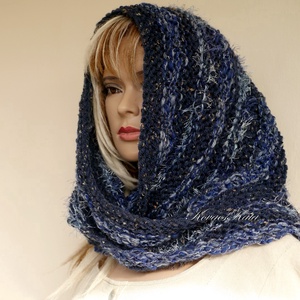 MANDRAGORA / kék tweed  - exkluzív kötött vállkendő - ruha & divat - sál, sapka, kendő - vállkendő - Meska.hu