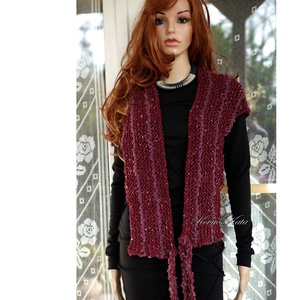 MANDRAGORA / bordó tweed  - exkluzív kötött vállkendő, mellény - ruha & divat - női ruha - poncsó - Meska.hu