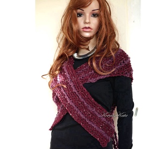 MANDRAGORA / bordó tweed  - exkluzív kötött vállkendő, mellény - Meska.hu