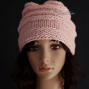 AMY-SAPI / babarózsaszín - trendi kézzel kötött sapka - ruha & divat - sál, sapka, kendő - sapka - Meska.hu
