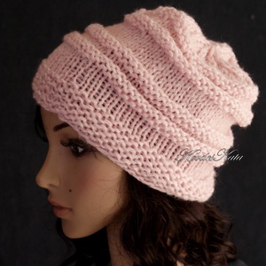 AMY-SAPI / babarózsaszín - trendi kézzel kötött sapka - ruha & divat - sál, sapka, kendő - sapka - Meska.hu