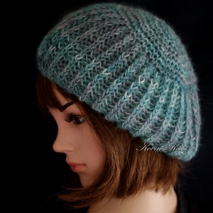 LORCA / óceán - egyedileg festett finomgyapjú és kidsilk mohair kézzel kötött sapka, barett, Ruha & Divat, Sál, Sapka, Kendő, Sapka, Kötés, MESKA