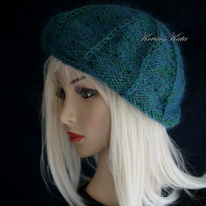 ANETT BARETT / petrol - kézzel kötött moher-gyapjú sapka - Meska.hu