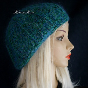 ANETT BARETT / petrol - kézzel kötött moher-gyapjú sapka - ruha & divat - sál, sapka, kendő - sapka - Meska.hu