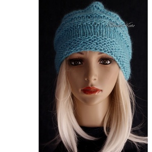 AMY-SAPI / türkiz - trendi kézzel kötött sapka - ruha & divat - sál, sapka, kendő - sapka - Meska.hu