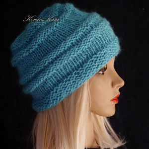 AMY-SAPI / türkiz - trendi kézzel kötött sapka - ruha & divat - sál, sapka, kendő - sapka - Meska.hu
